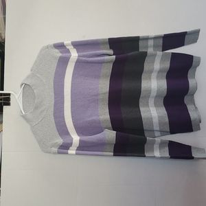 Karen Scott mock neck long sleeve purple/gray knit sweater